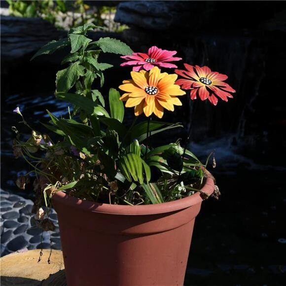 7Pcs/Set Metal Daylily Flower Garden Stakes,Metal Flowers Outdoor Decor Stake - Picture 4 of 7